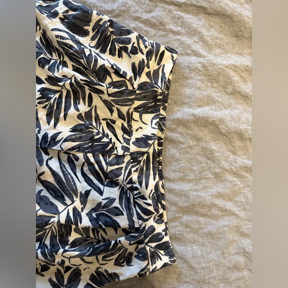 Mango Pleated Linen Wide Leg Pants, Leaf Pattern - Picture 4 of 6